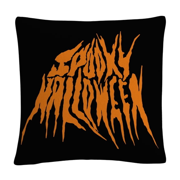 Orange Spooky Metal Halloween By Abc 16 X 16 Decorative Throw Pillow