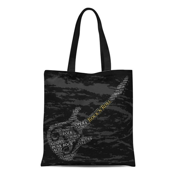 HATIART Toile Sac Fourre Tout Acid Rock N Roll Mot Nuage Guitare