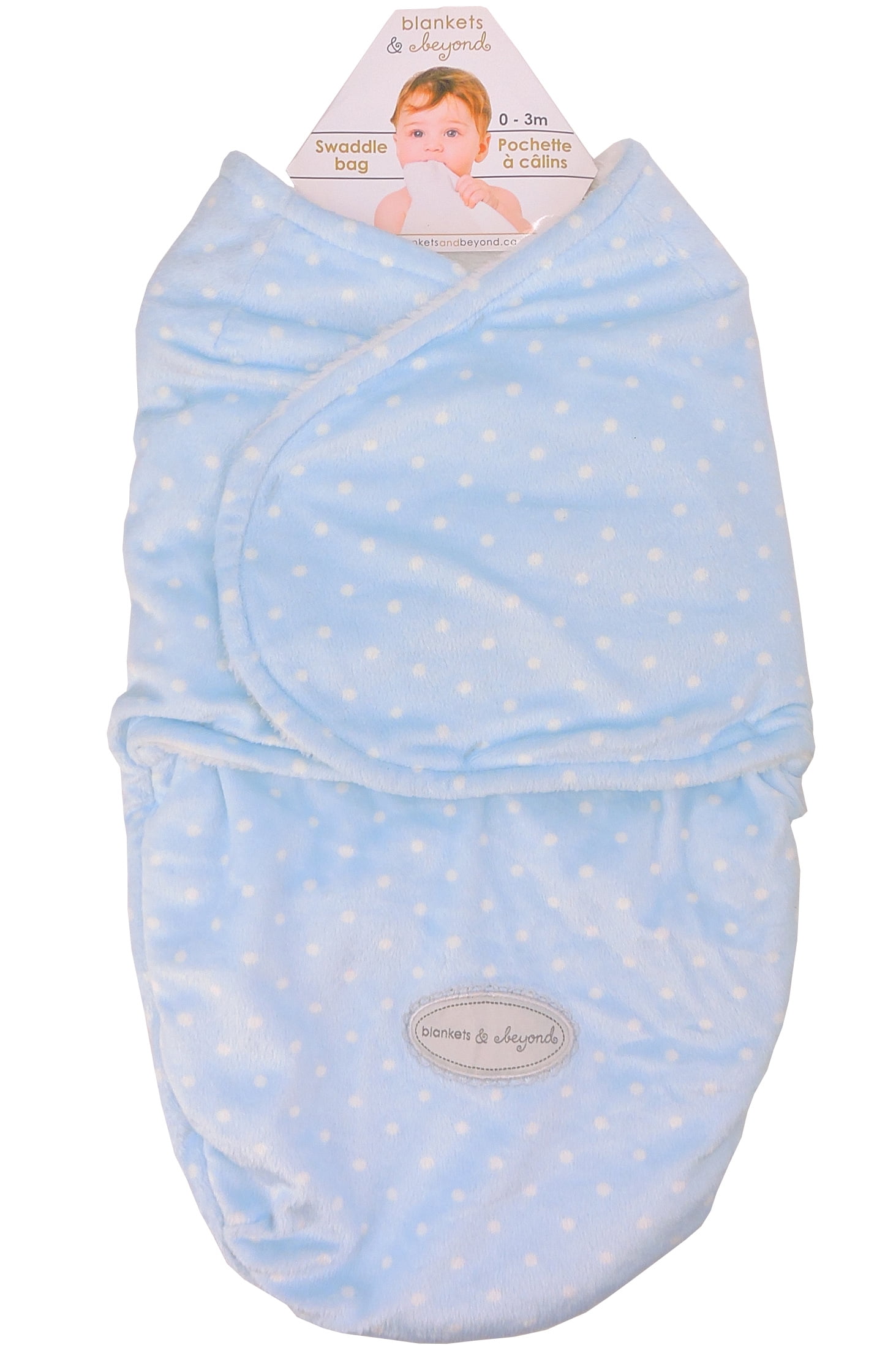 Blankets And Beyond Swaddle Bag In Blue White Dots