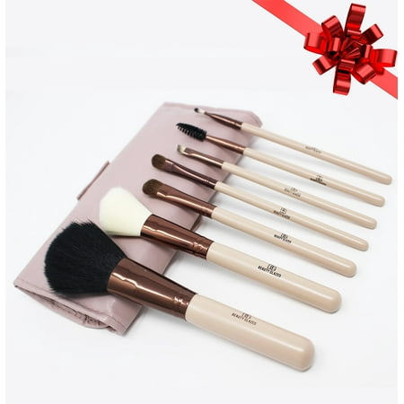 - Makeup Brush Gift Sets, 7PCS Professional Make Up Brushes Essential Cosmetics With Case, Face Eye Shadow Eyeliner Foundation Blush Lip Powder Liquid Cream Blending Brush - Khaki