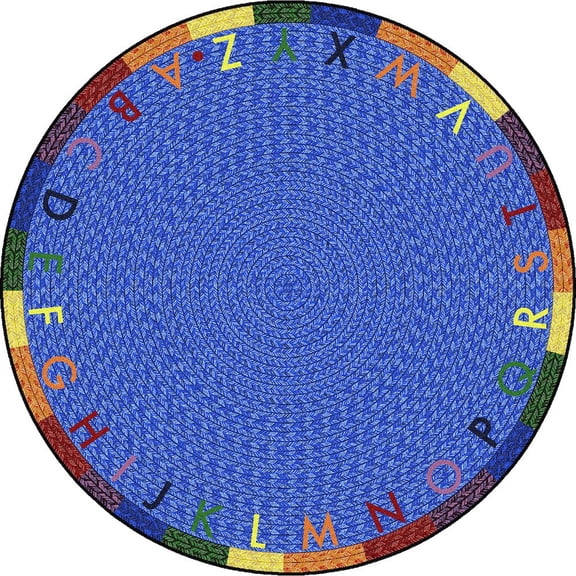 Joy Carpets Kid Essentials Alphabet Braid 5'4" Round Area Rug in Color Multi