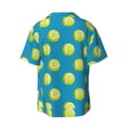 thumbnail image 2 of Disketp Men's Hawaiian Ball Tennis Print Shirts Button Down Holiday Beach Shirts-Medium, 2 of 7