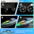 thumbnail image 3 of Wisairt 15Km/h Remote Control Boat with LED Lights for Pools/Lakes, 2.4GHz High Speed RC Boat with 2 Rechargeable Batteries, Perfect Summer Water Toys for Ages 10+ (Blue), 3 of 11