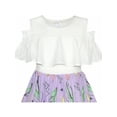 thumbnail image 4 of Girls Dress Chiffon Tulip Flower Ruffle Cold Shoulder White Pink 14, 4 of 7