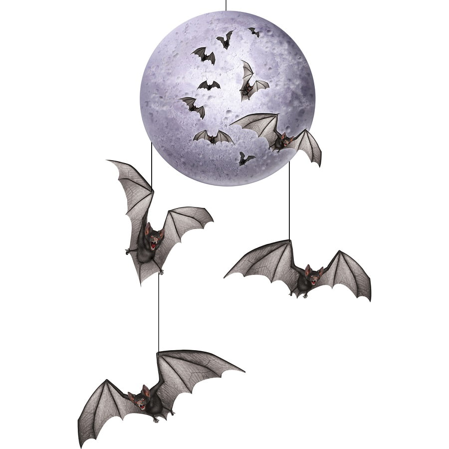 5 PACK FLYING BAT HANGING WHIRLS HALLOWEEN PARTY DECORATION 