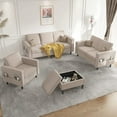 thumbnail image 7 of Mjkone Convertible Sectional Sofa Couch with Storage Ottoman, 4 Pcs Couch Set with Storage Pockets, Sectional Couches for Living Room, 3-Seater +Ottoman +1-Loveseat +1-Seater (Beige), 7 of 7