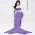 thumbnail image 1 of Mermaid Tail Blanket Soft Crochet Sleeping Bag Blanket for Kids Adult, Purple 180*90cm, 1 of 7