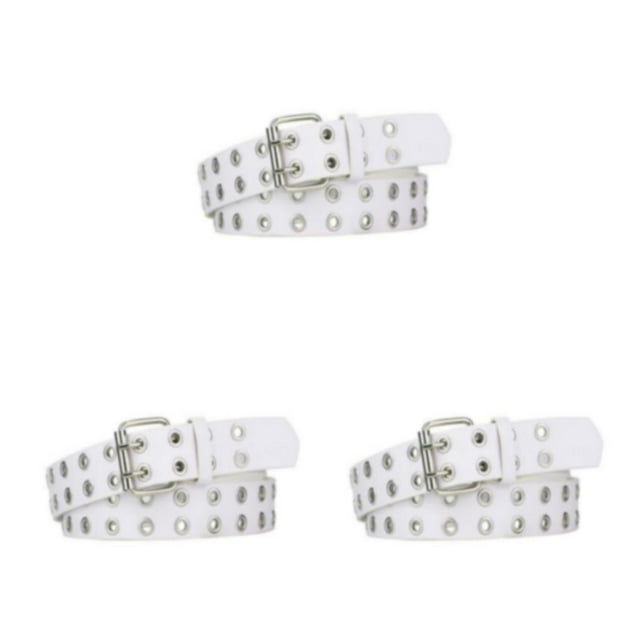 Cinturón de PU Sonducket con doble hebilla punk para mujer 105cm