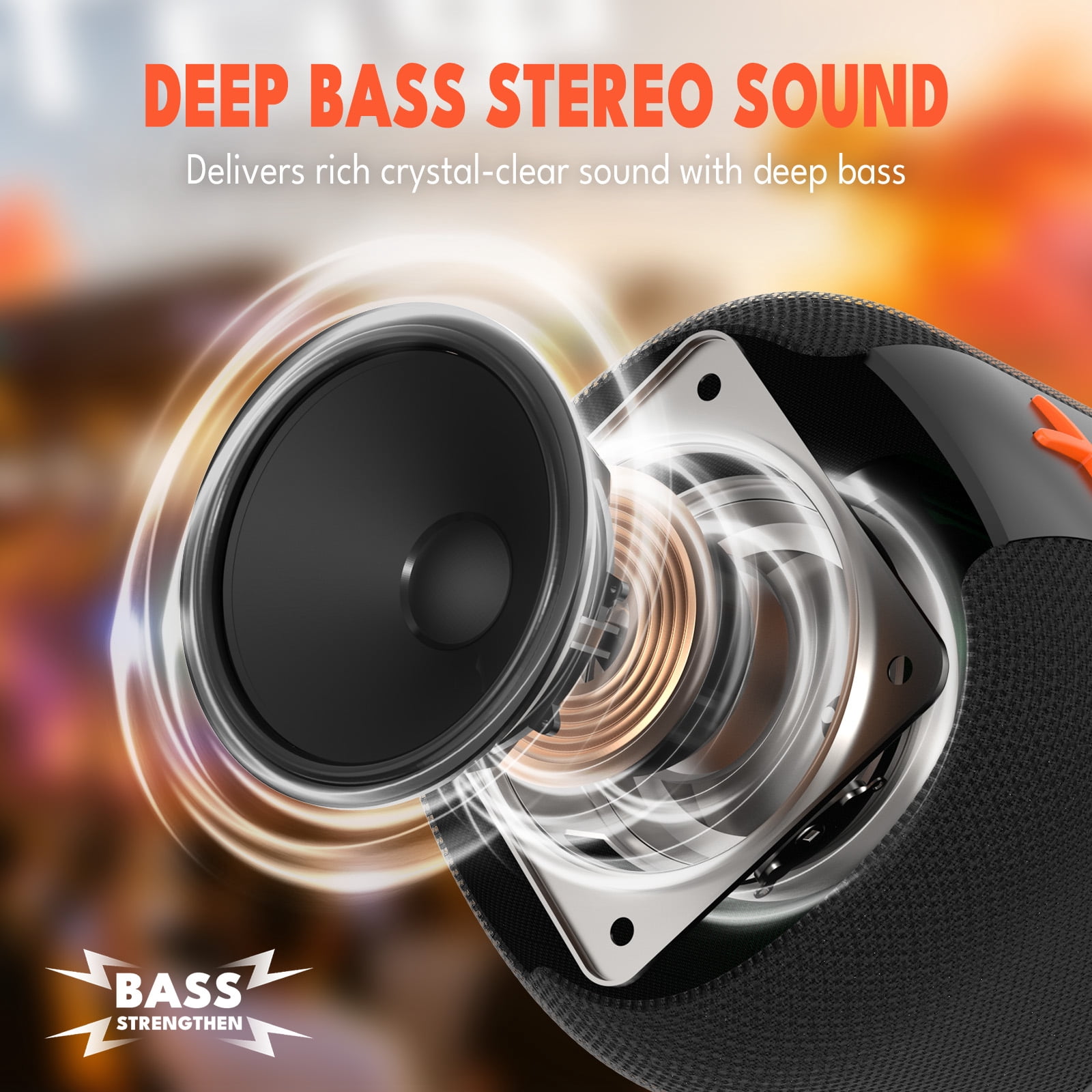 Dammyty Portable Bluetooth Speaker, IP67 Waterproof Speaker with Loud Sound, Deep Bass, Wireless Stereo Pairing, Bluetooth 5.3, for Home/Outdoor/Party/Beach