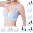 thumbnail image 2 of Gswybco Seamless Bras for Women 3PC Plus Size Lace Underwear Breathable Full Coverage Wireless Bra Solid Color Everyday Brassiere, 2 of 7