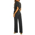 thumbnail image 6 of Women's Short Sleeve Jumpsuits and Rompers Casual Wide Leg Tie Waist One Piece Summer Overalls Outfit, 6 of 9