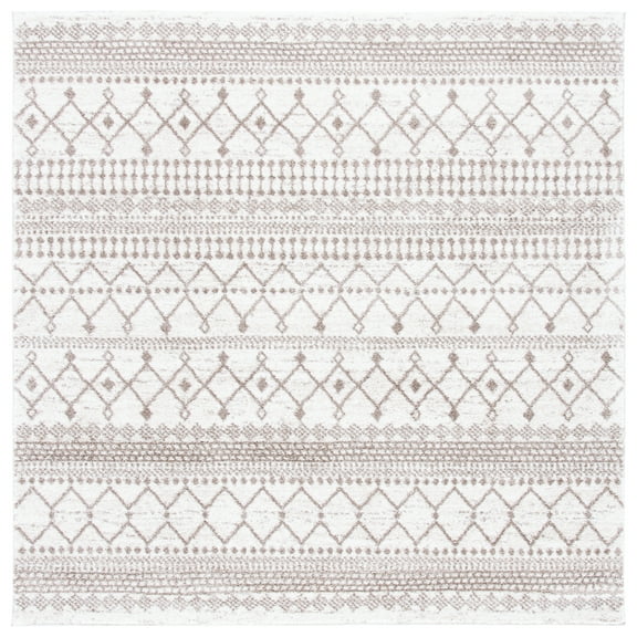 SAFAVIEH Tunisia Dorian Geometric Area Rug, Ivory/Tan, 6'7" x 6'7" Square