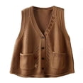 thumbnail image 2 of Women's Knitted Vest, Layered Sleeveless Sweater Vest, Casual Fit for Autumn and Winter Seasons, Versatile Casual Outerwear for Chic Layering and Daily Style Brown S, 2 of 4