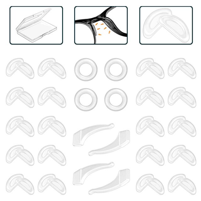 20 pares de almohadillas para la nariz para gafas y 4 almohadillas adhesivas para sujetar las gafas, almohadillas para la nariz para gafas, gafas para leer, gafas de sol, almohadillas adhesivas para la nariz de silicona (transparente) MFZFUKR ZJWJ836-2