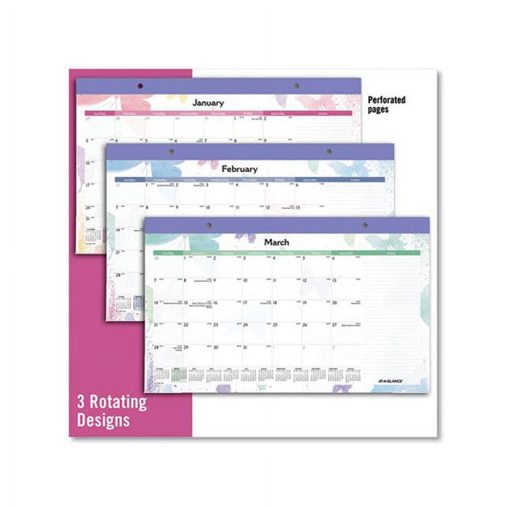Watercolors Recycled Monthly Desk Pad Calendar 17.75 x 11, 2022