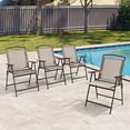 thumbnail image 3 of Crestlive Products Folding Patio Chair Set of 4, Portable Dining Chairs with Armrest, Outdoor Folding Chairs, Beige, 3 of 9