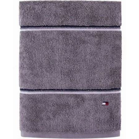 Tommy Hilfiger GREY/NAVY Double Stripe Bath Towel Bedding, US 30*54 INCHES
