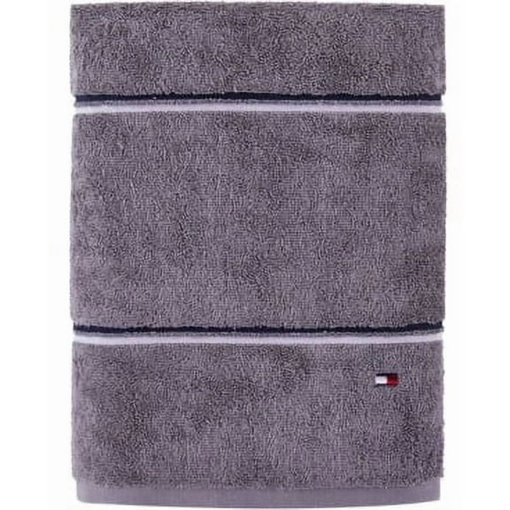 Tommy Hilfiger GREY/NAVY Double Stripe Bath Towel Bedding, US 30*54 INCHES