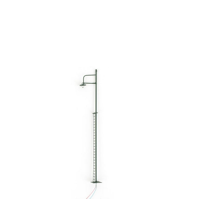 Model Train Lamppost with Ladder Home Landscape Decorations LED Railway Light Miniature Single-Head Track Lamp Table Toys Green(Scale 1:87)