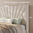 thumbnail image 2 of EnHomee Queen Bed Frame with 51"Tall Headboard Upholstered Queen Size Bed Frame with LED Lights & Charge Station, Beige No Box Spring Needed, Noise Free, 2 of 9