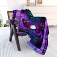 thumbnail image 4 of Qiushi Butterfly Printed Flannel Throws Blanket, 50 x 60in Purple, 4 of 6