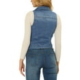 thumbnail image 3 of Unique Bargains Women's Notched Lapel Asymmetrical Zip Up Sleeveless Denim Vest Jacket, 3 of 5