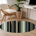 thumbnail image 5 of Round Area Rug-3ft Green Black Stripe Pattern Non Slip Washable Circle Carpet Soft Large Floor Rugs for Living Room Bedroom Nursery Office, 5 of 9