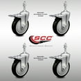 thumbnail image 2 of 5 Inch SS Black Polyurethane 3/8 Inch Threaded Stem Caster Set Total Lock Brake, 2 of 2