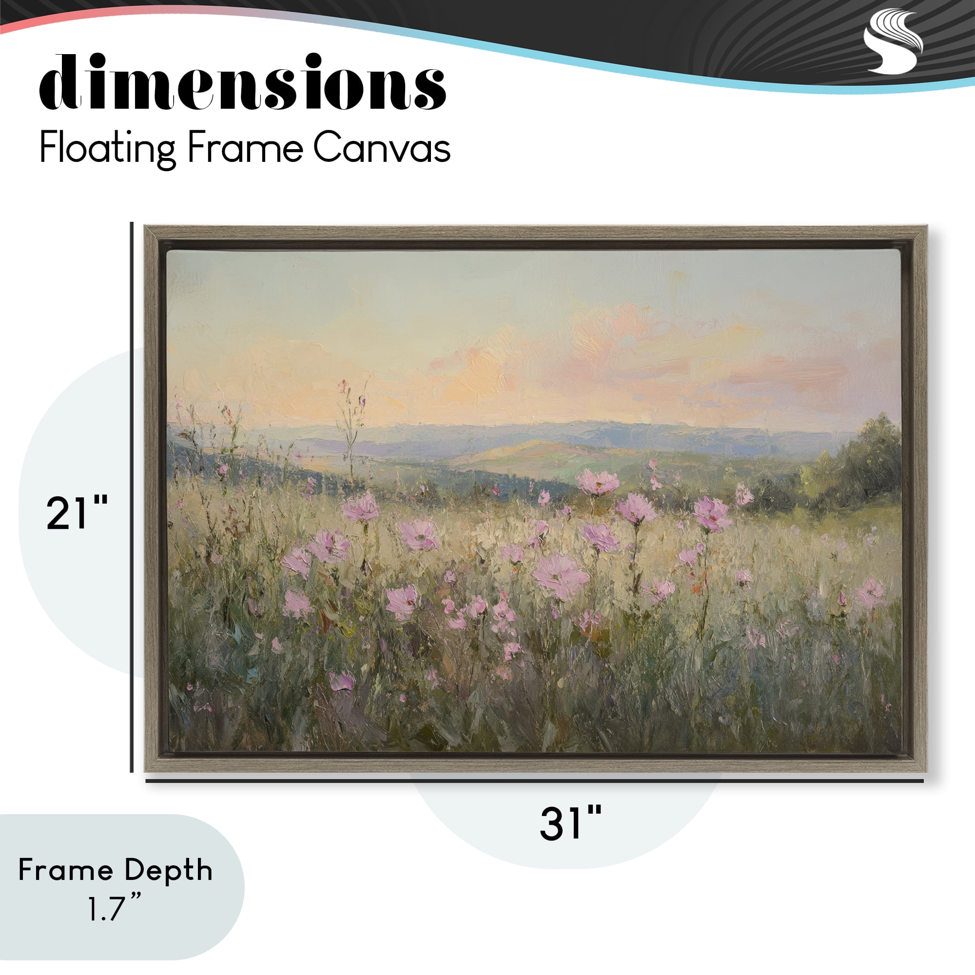Stupell Industries Tranquil Meadow At Dawn Brown Framed Floater Canvas Wall Art, design by Petal Prints Design