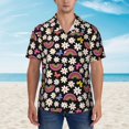 thumbnail image 2 of Pofeuu Rainbow Flowers Print Hawaiian Shirt for Men Sleeves Casual Button Down Summer Beach Dress Shirts T-Shirts,X-Large, 2 of 7