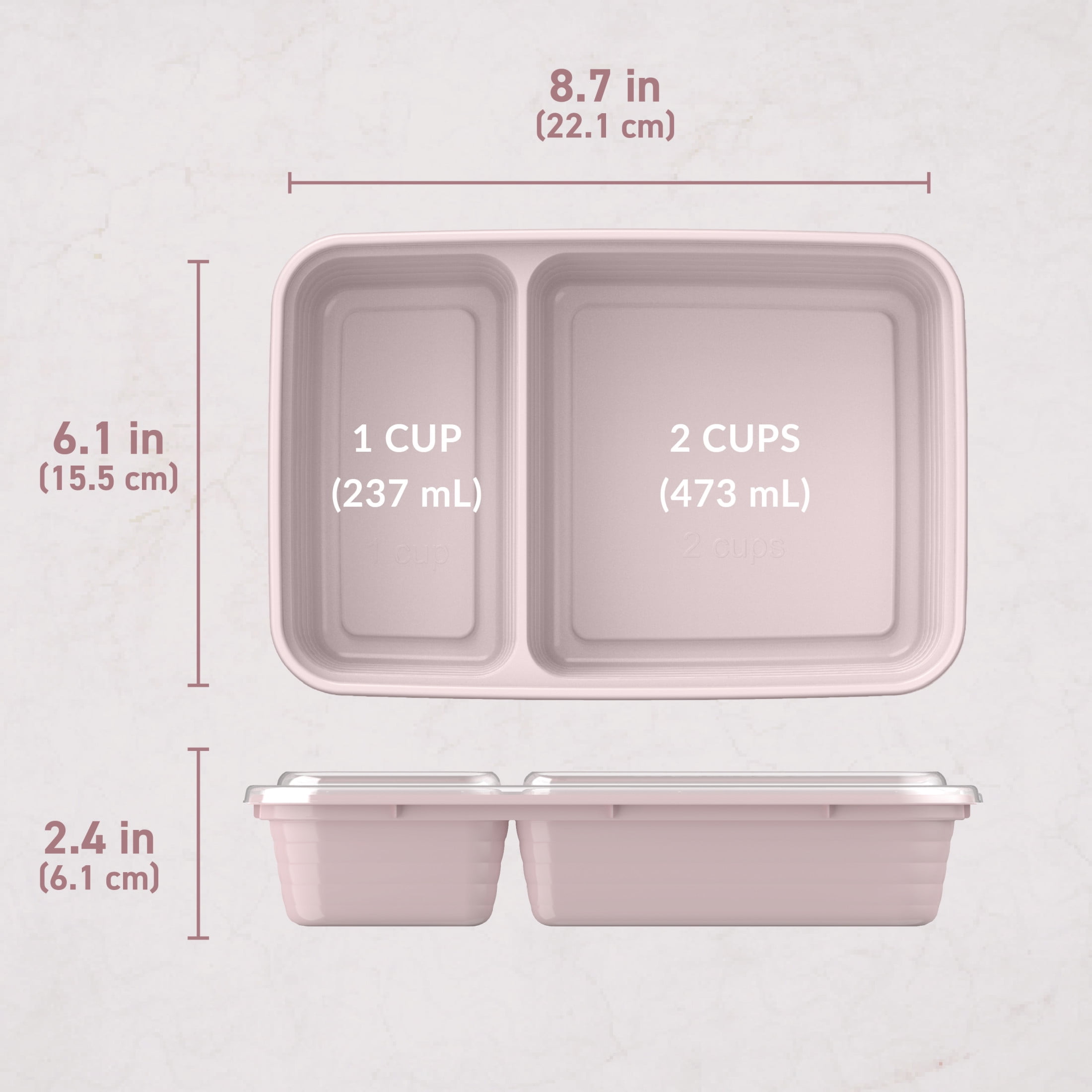 (2 pack) Bentgo Prep - 20-Piece 2-Compartment Reusable Meal Prep Containers