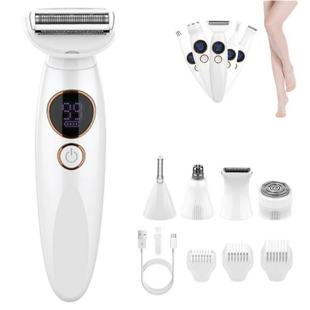 Women's 5-in-1 Multifunctional Shaving Kit, Wet & Dry Electric Shaver Painless Hair Removal for Face Body Bikini