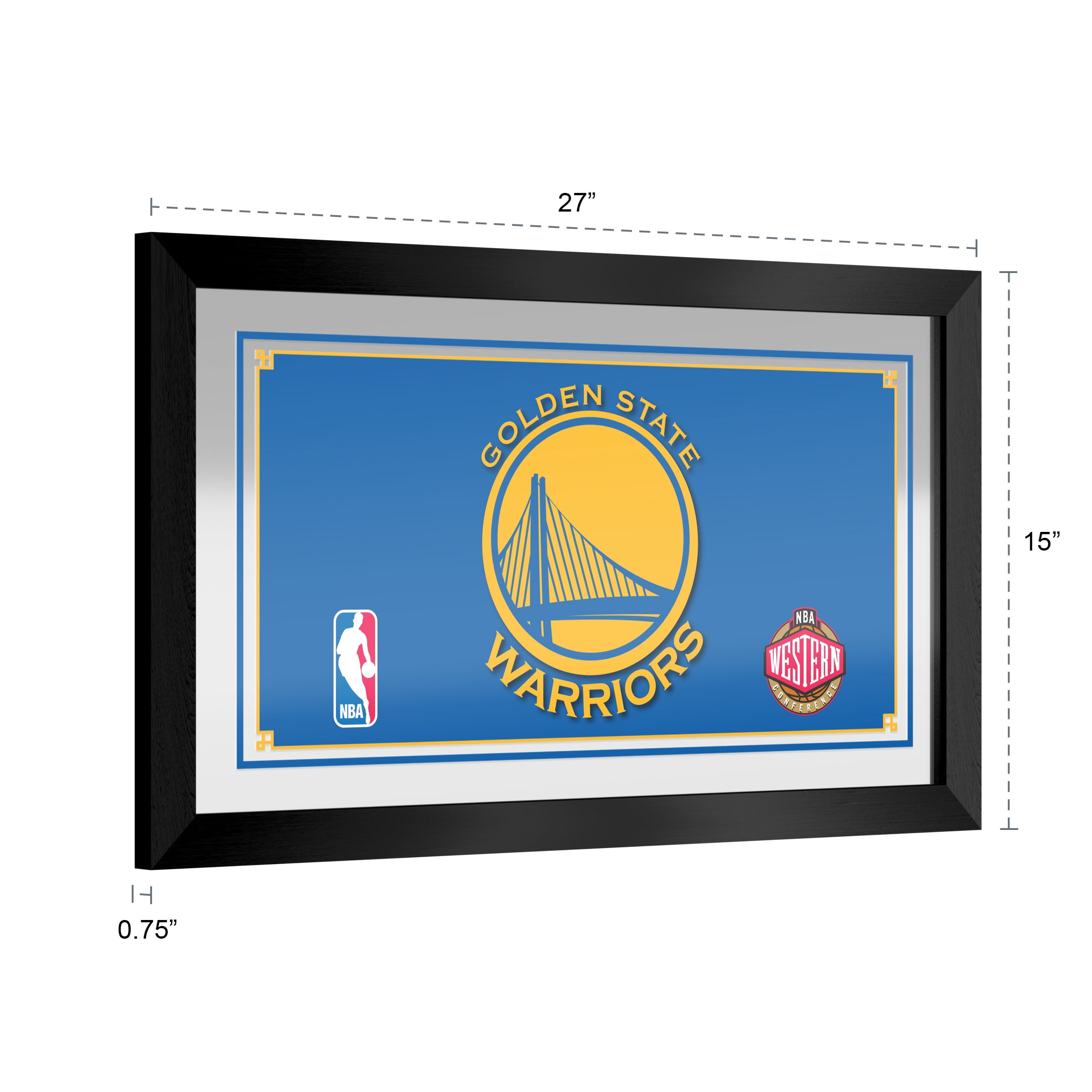 Golden State Warriors Logo Ready-To-Hang Black Framed Wall Mirror