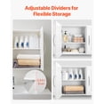 thumbnail image 4 of KFFKFF Laundry Room Wall Cabinet, 2-Tier Hanging Storage Unit with Adjustable Shelf, 3-Door Cupboard for Kitchen, Bathroom, or Laundry, 12.44 x 54 x 20.31 in (D x W x H), White, 4 of 9