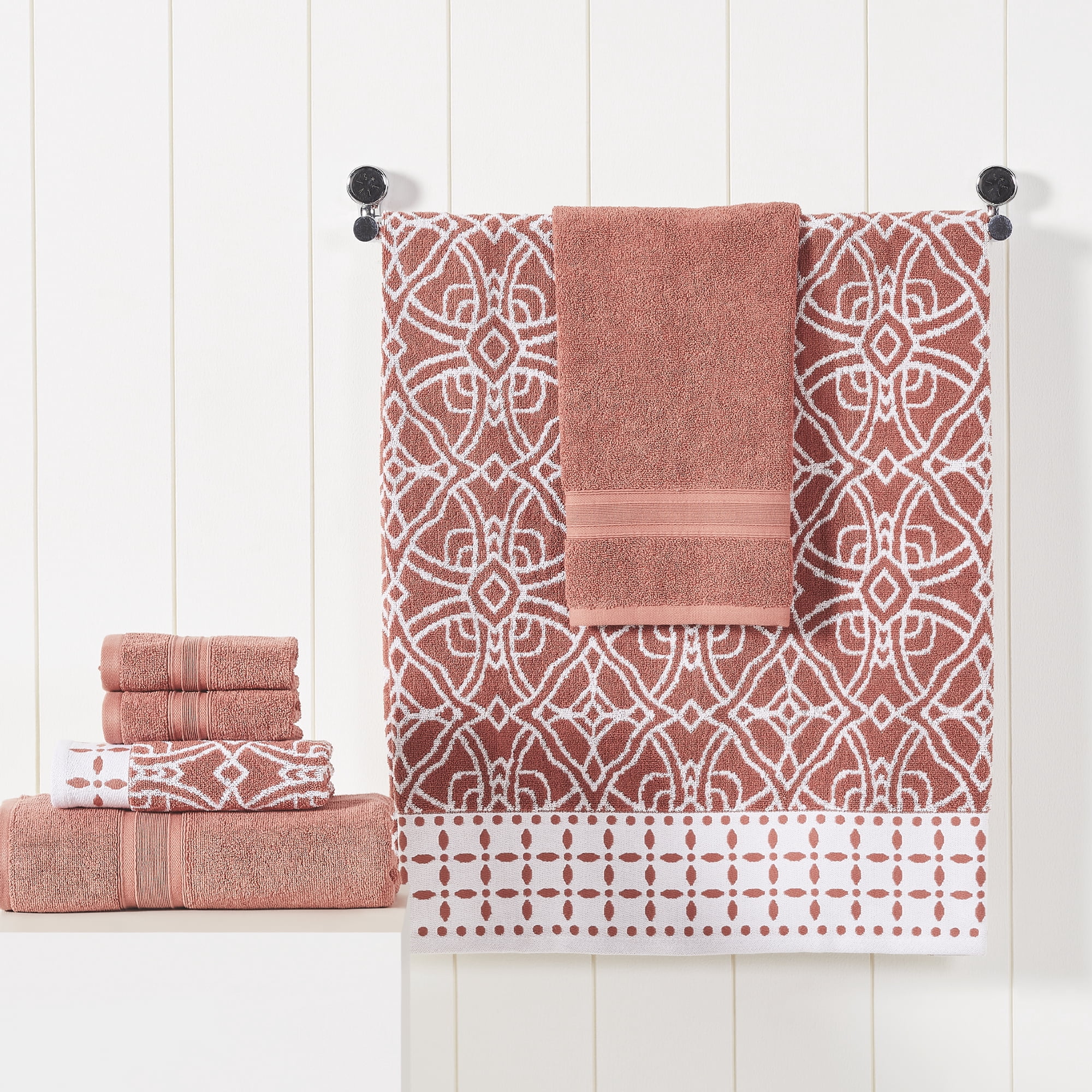Modern Threads Monroe 6-Piece Cotton Bath Towel Set, Clay