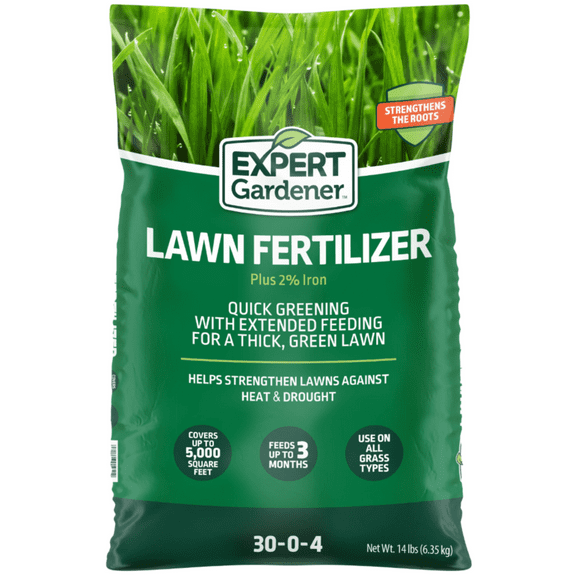 Expert Gardener Lawn Food Fertilizer Plus 2% Iron,14 lb. - Covers 5,000 Sq. ft