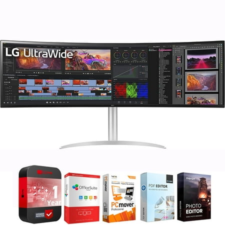 LG 49WQ95C-W 49" 32:9 Ultra Wide Dual QHD Nano IPS Curved Monitor Bundle with Elite Suite 18 Software