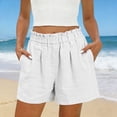 thumbnail image 2 of Axiiglly Cotton Shorts for Women Elastic Waist Breathable Workout Shorts Solid Color Lightweight Outdoor Casual Shorts for Holidays S-3XL, 2 of 10