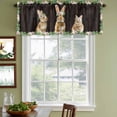 thumbnail image 3 of 2 Pack Valances for Window, Easter Bunny Short Curtains for Kitchen Bedroom Living Room, Spring Daisy Botanical Leaves Brown Wood Rod Pocket Small Window Treatment Valance Drapes 54 x 18 Inch, 3 of 8
