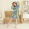 thumbnail image 3 of FORMRS Niños Bathrobe Unisex Hooded Robe Soft Plush Pajamas Sleepwear, Size 4-6T, Green Lemon Plaid, 3 of 7