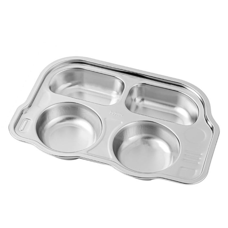 Details about   Serving Trays Divided Dinner Snack Plate Stainless Steel Kids Baby Food Control 