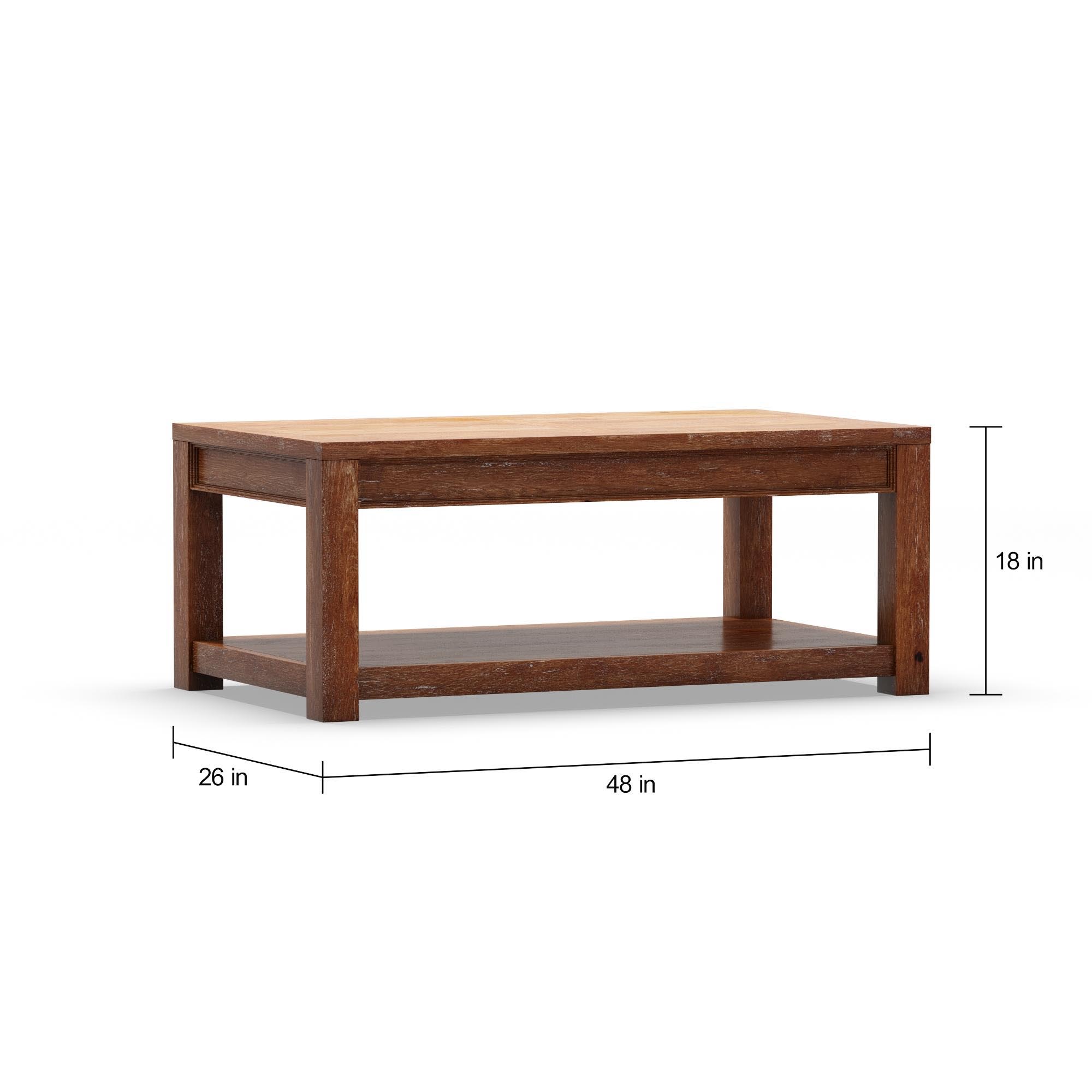 Furniture of America Keller Country Lower Shelf Coffee Table, Oak