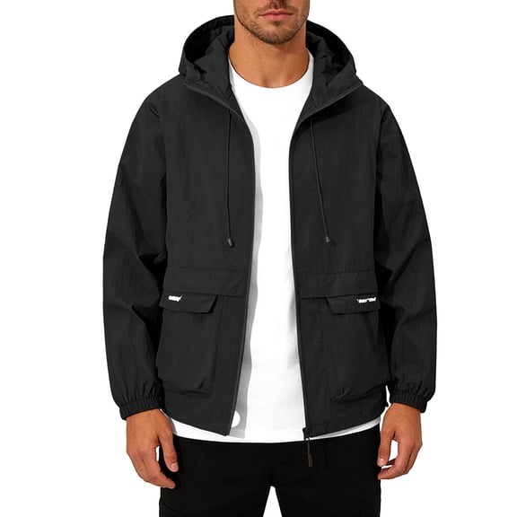 BUIGTTKLOP Rain Jacket Men's Lightweight Waterproof Rain Jacket Raincoat with Hood for Golf Cycling Windbreaker
