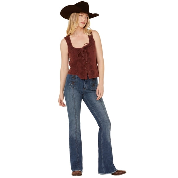 Idyllwind Women's Dark Wash Outlaw Super High Rise Bootcut Stretch Denim Jeans Dark Wash 0W x 34L