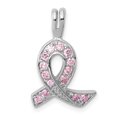 thumbnail image 1 of Pendentif en Forme de Ruban de Sensibilisation à la Zircon Cubique en Argent Sterling 925 Rose, 1 of 2