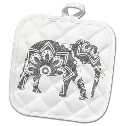 3dRose, Mandala Elephant, 8x8 Potholder