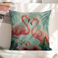 thumbnail image 6 of Flamingo palm leaves Linen toss pillowcase Decoration pillowcase Gift preferred 24x24" Cushion cover 2 set Sofa pillowcase Sofa bedroom living room car, 6 of 8