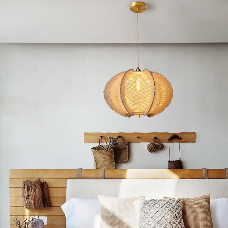 Mid Century Modern Wooden Ceiling Light – Handmade Pendant Lamp With Natural Wood Shade For Living Room, Dining Room, Kitchen Island, Scandinavian Decor