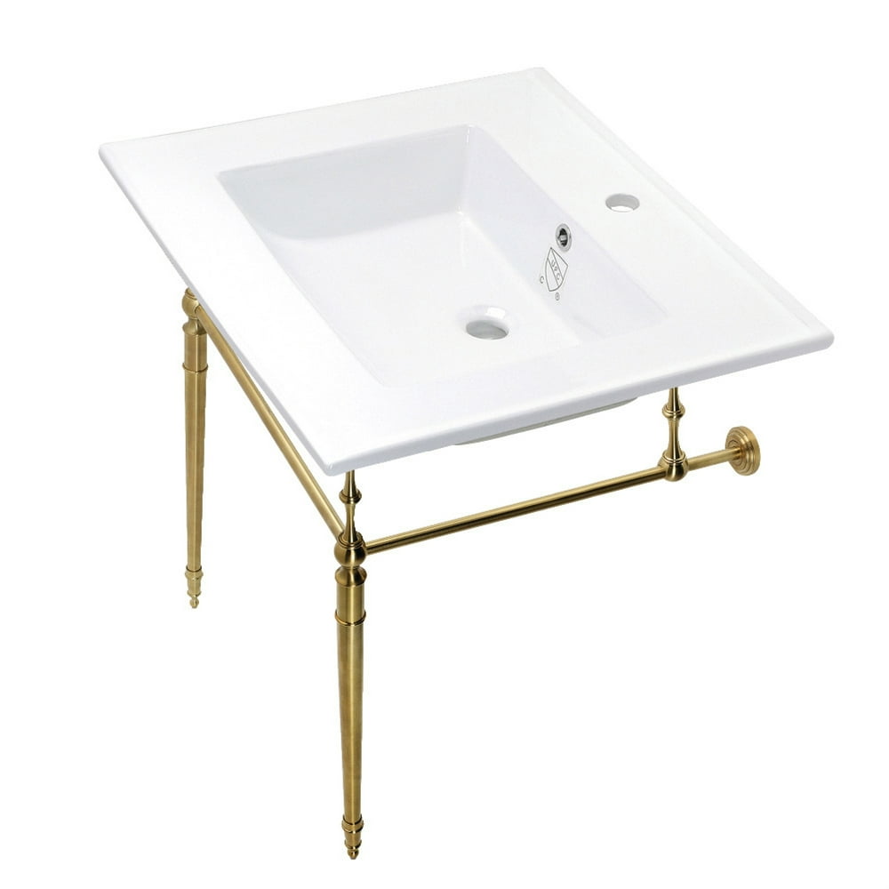 Kingston Brass KVPB252271BB Edwardian 25Inch Console Sink Set, White