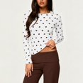 thumbnail image 6 of IMENGL Long Sleeve Shirts for Women Casual Dots Cute Crop ns T-Shirt Soft Women's Basic Tee Long Sleeve Tops,White, 6 of 9